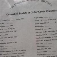 Cedar Creek Cemetery on Sysoon