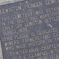 Lewiston Pioneer Cemetery on Sysoon