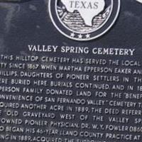 Valley Spring Cemetery on Sysoon