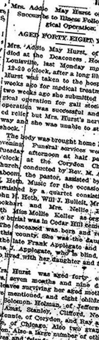 Ada May "Addie" Applegate Hurst on Sysoon