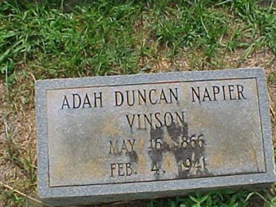 Adah Duncan Napier Vinson on Sysoon