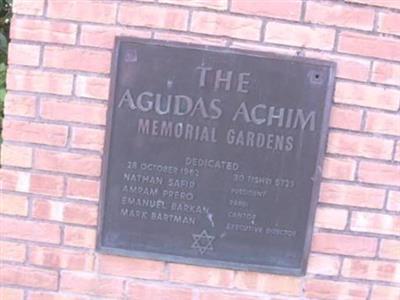 Agudas Achim Memorial Gardens on Sysoon