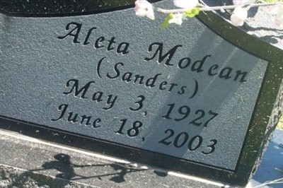 Aleta Modean Sanders Pettit on Sysoon