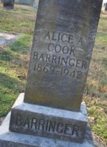 Alice Annette Cook Barringer on Sysoon