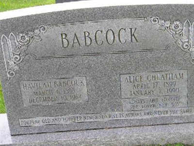 Alice Cheatham Babcock on Sysoon
