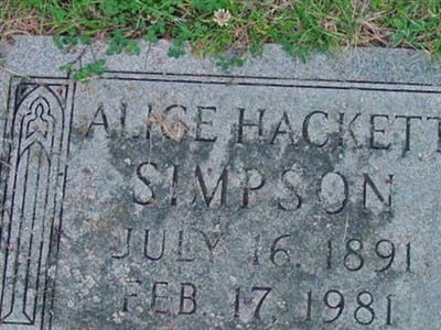 Alice Hackett Simpson on Sysoon
