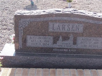 Alice Jacobson Larsen on Sysoon
