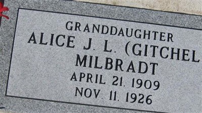 Alice J.L. Gitchel Milbradt on Sysoon