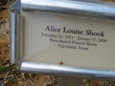 Alice Louise Roberts Smith Shook on Sysoon
