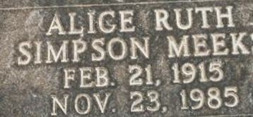 Alice Ruth Simpson Meeks on Sysoon