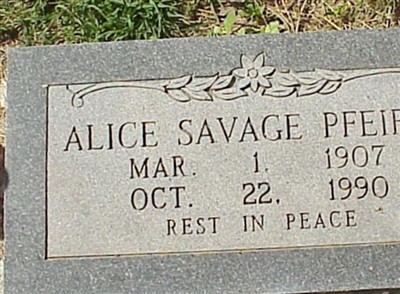Alice Savage Pfeifer on Sysoon