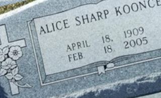 Alice Sharp Koonce, Find a grave on Sysoon Alice Sharp Koonce on Sysoon
