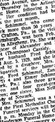 Alice Thompson Cassidy Schimmel on Sysoon