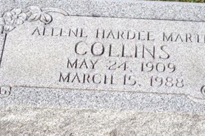 Allene Hardee Martin Collins, Find a grave on Sysoon Allene Hardee Martin Collins on Sysoon