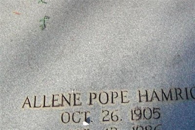 Allene Pope Hamric on Sysoon