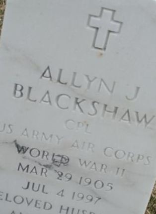 Allyn J Blackshaw on Sysoon