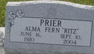 Alma Fern Ritz Prier on Sysoon