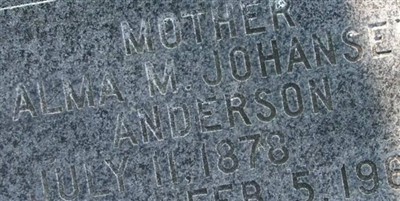 Alma M Johansen Anderson on Sysoon