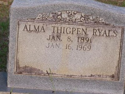 Alma Thigpen Ryals on Sysoon