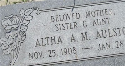 Altha Ann M. Aulston on Sysoon