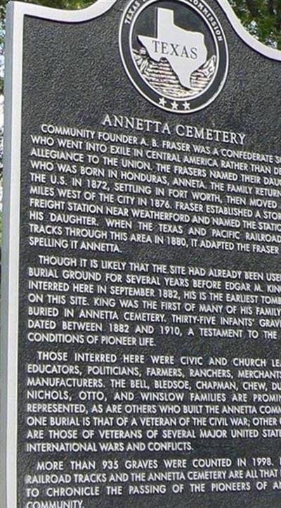 Annetta Cemetery on Sysoon