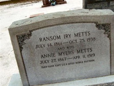 Annie C. Myers Metts on Sysoon