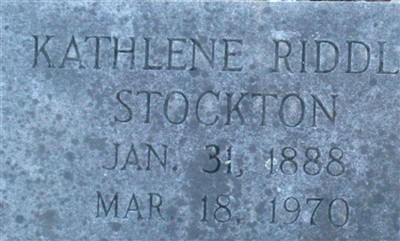 Annie Kathlene (Kate) Riddle Stockton on Sysoon