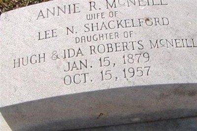 Annie R McNeill Shackelford on Sysoon