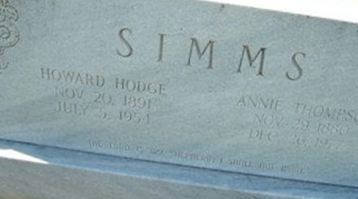 Annie Thompson Simms on Sysoon