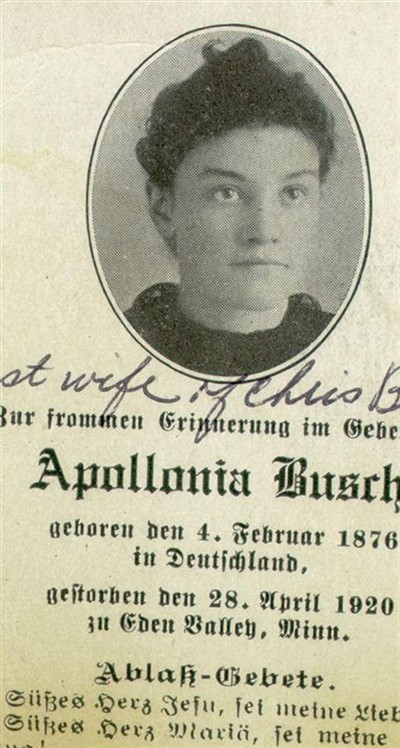Appolonia Weber Busch on Sysoon