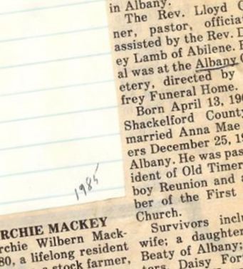 Archie Wilbern Mackey on Sysoon