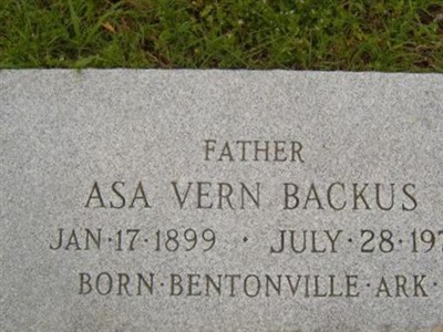 Asa Vern Backus on Sysoon