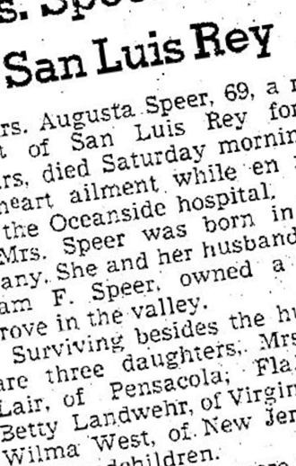 Augusta Hein Speer on Sysoon