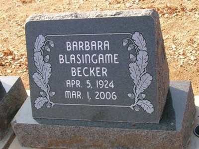 Barbara Blasingame Becker on Sysoon