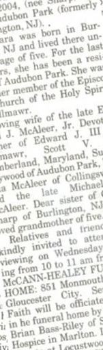 Barbara J. Sharp McAleer on Sysoon