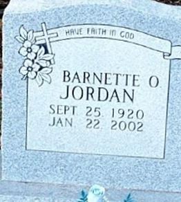Barnette O. Jordan on Sysoon
