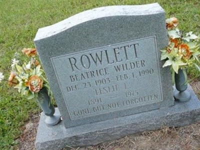 Beatrice Wilder Rowlett on Sysoon