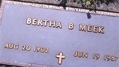 Bertha B Meek on Sysoon
