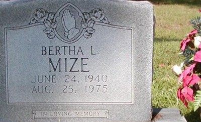 Bertha L Mize on Sysoon