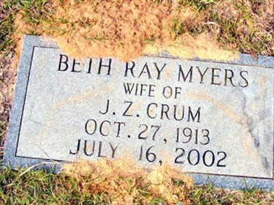 Beth Ray Myers Crum on Sysoon