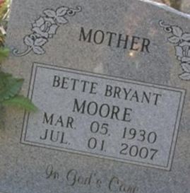 Bette Bryant Moore on Sysoon