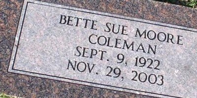 Bette Sue Moore Coleman on Sysoon