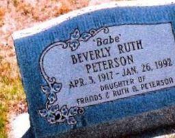 Beverly Ruth "Babe" Peterson on Sysoon