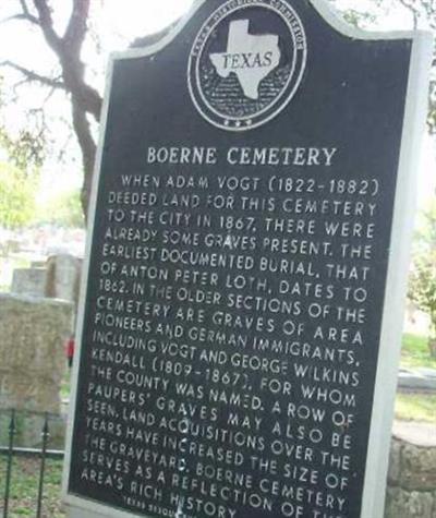 Boerne Cemetery on Sysoon