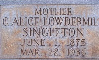 C. Alice Lowdermilk Singleton on Sysoon