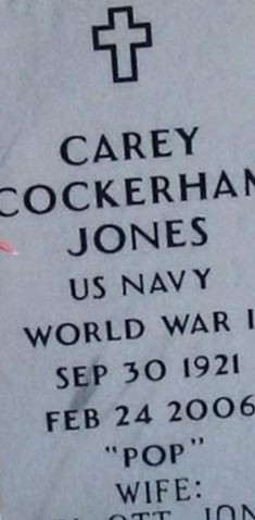Carey Cockerham "Pop" Jones on Sysoon