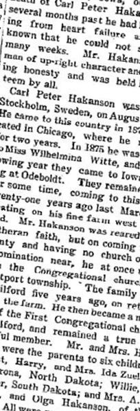 Carl Peter Hakanson on Sysoon