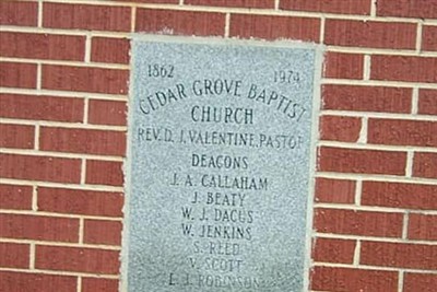 Cedar Grove Baptist Church Cemetery on Sysoon