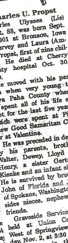 Charles "Lis" Ulysses Propst on Sysoon