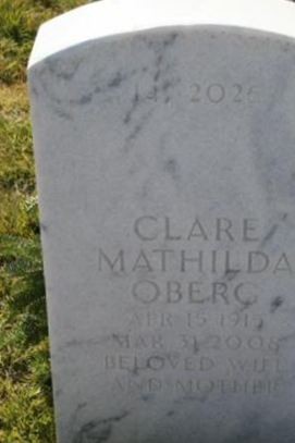 Clara Mathilda "Clare" Oberg on Sysoon